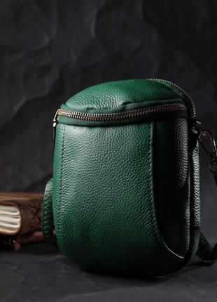 Интересная сумка для женщин из мягкой натуральной кожи vintage 22341 зеленая6 фото