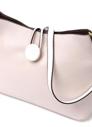 Шкіряна жіноча сумка з оригінальною застібкою ґудзиком vintage 22321 біла