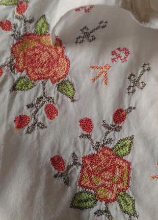 Рубашка вышиванка с коротким рукавом ручная работа, вышивка мелкий крестик, р.m7 фото