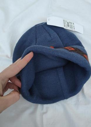Голубая шапка uo nomad blue knit beanie ✨ urban outfitters ✨ шапка в принт бини шапочка с подворотом вязаная шапка «кочевник» синего цвета унисекс6 фото