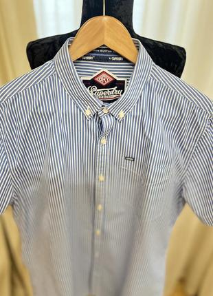 Мужская рубашка с коротким рукавом, superdry, размвр хл