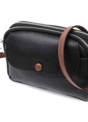 Кожаная маленькая повседневная сумка для женщин vintage 22324 черная