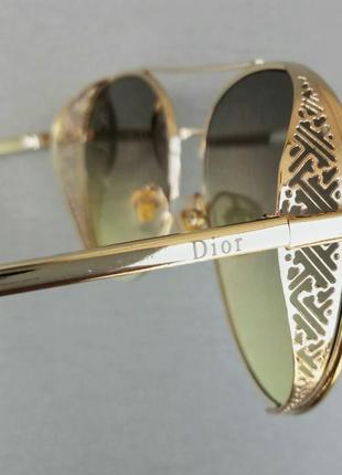 Жіночі сонцезахисні окуляри в стилі christian dior коричнево-зелені з градієнтом5 фото