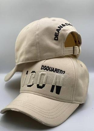 Стильная качественная брендовая кепка dsquared2 бежевая