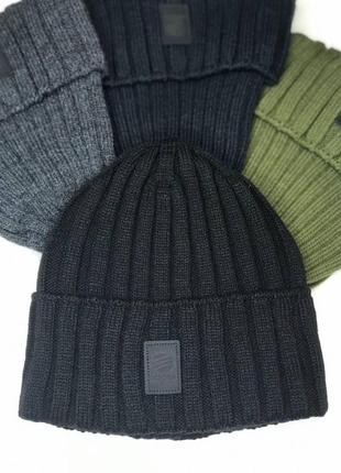 Шапка adidas neo на флисе черная серая хаки мужская теплая зимняя акрил адидас утепленная с отворотом вязаная1 фото