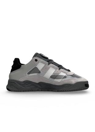 Чоловічі кросівки сірі з чорним у стилі adidas originals niteball prm dark grey black