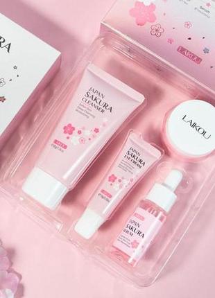 Набор для ухода за кожей лица с экстрактом японской сакуры laikou japan sakura skincare set sweet kiss