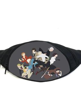 Поясна сумка бананка бродячі пси bungou stray dogs (gb bsd 030) gear bag чорна