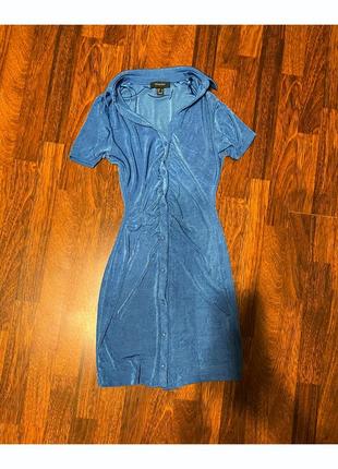 🩵 блакитна міні сукня куліска з комірцем на ґудзиках тренд 2024 🩵