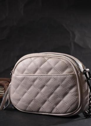 Жіноча стьобана сумка з м'якої натуральної шкіри vintage 22326 біла7 фото