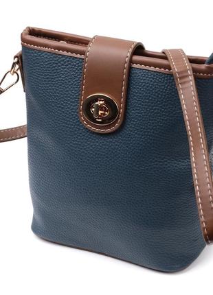 Симпатичная сумка для женщин на каждый день из натуральной кожи vintage 22346 синяя