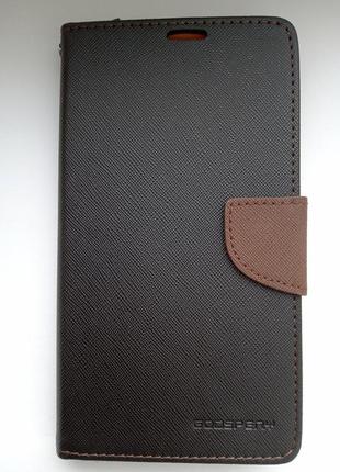 Чохол-книжка goospery для lenovo a7010 чорний/коричневий