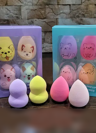 Набор спонжей beauty blender 4в1" меди зверятка"1 фото