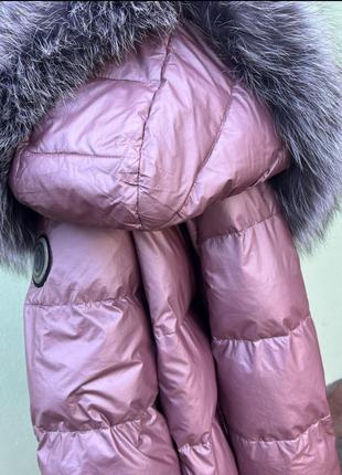 Нова куртка пуфер з натуральним хутром чорнобурки курточка пуховик2 фото