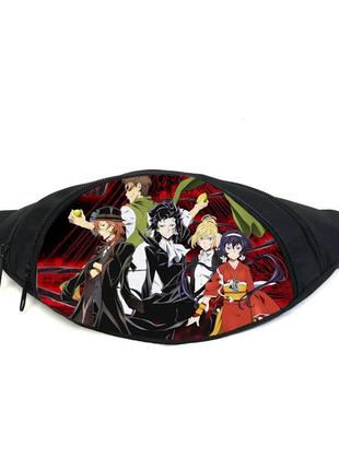 Поясна сумка бананка бродячі пси bungou stray dogs (gb bsd 07) gear bag чорна