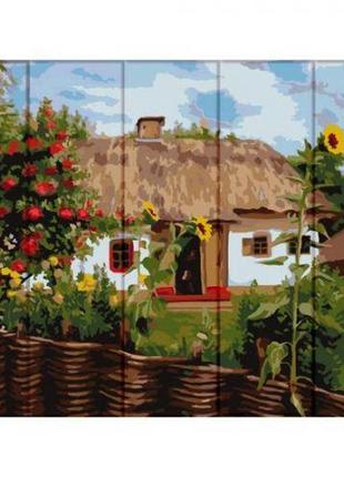 Картина по номерам на дереве "домик в деревне" от lamatoys