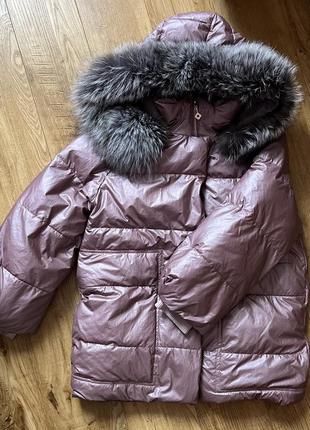 Нова куртка пуфер з натуральним хутром чорнобурки курточка пуховик7 фото