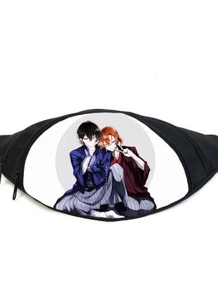 Поясна сумка бананка бродячі пси bungou stray dogs (gb bsd 09) gear bag чорна