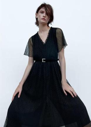 Платье черное макси из тюля от zara1 фото