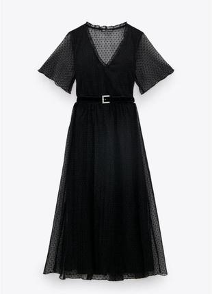 Платье черное макси из тюля от zara4 фото