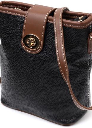 Интересная сумка на плечо для женщин на каждый день из натуральной кожи vintage 22348 черная