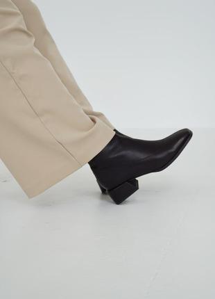 Ботильоны ботинки в черной натуральной коже на байке или меху, 36-418 фото