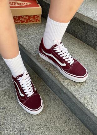 Кроссовки vans old skool burgundy5 фото