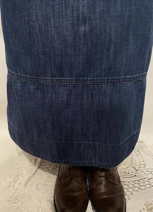 Цікава вінтажна довга джинсова спідниця максі  з зручними накладними кишеньками за ґудзиками по низу5 фото