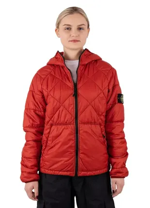 Куртка stone island garment dyed quilted micro yarn jacket in brick red
