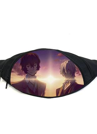 Поясна сумка бананка бродячі пси bungou stray dogs (gb bsd 032) gear bag чорна