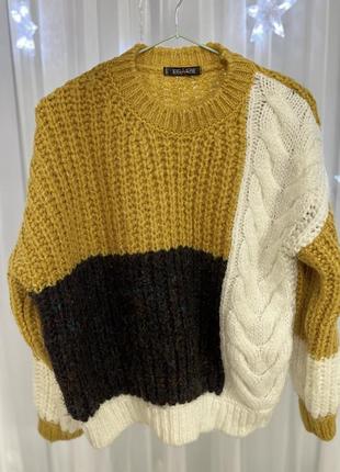 Вязаный свитер горчичного цвета1 фото