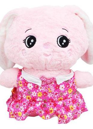 Мягкая игрушка заяц розовый в розовом платье от lamatoys