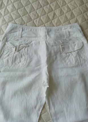 Літні лляні білі широкі брюки4 фото
