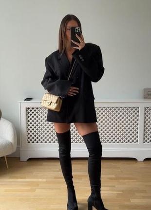 Високі чорні чоботи ботфорти на платформі  zara