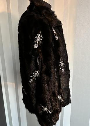Шикарна шубка з еко матеріалу зі стразами під норку zara