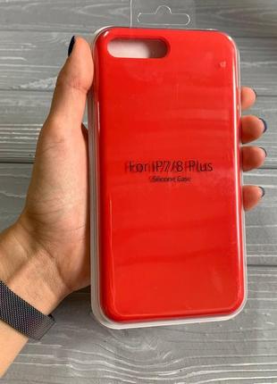 Чехол silicone case для iphone 7 plus + айфон 7 плюс  с закритим низом  внутри микрофибра красный