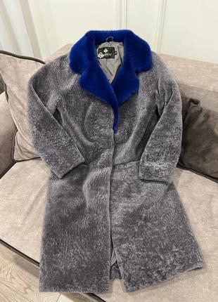 Шерстяное шуба пальто с норкой1 фото