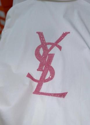 Рубашка в стиле ysl коттон белая удлиненная2 фото