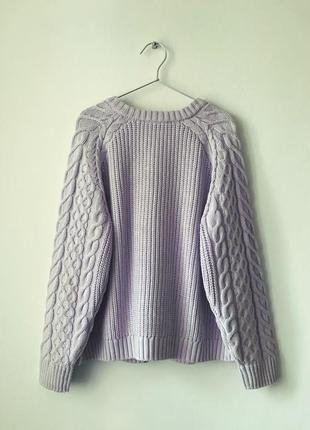 Лавандовый свитер с косами nutmeg asos сиреневый хлопковый нежно-фиолетовый свободный джемпер реглан5 фото