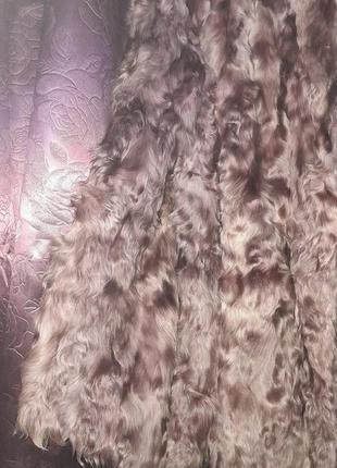 Шуба натуральная из меха козы розовато- пеосиковая ваниль7 фото