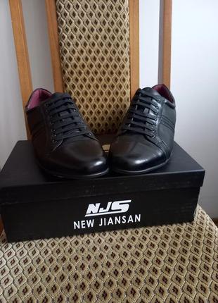 Кроссовки ( туфли ) мужские подростковые кожаные черные njs6 фото