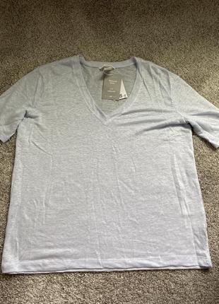 Нова базова оверсайз лляна льон 💯 топ футболка h&m s 36 швеція