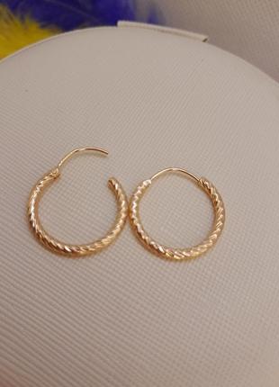 Сережки кільця xuping 18k,  діаметр 2 см