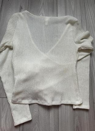 Блуза жатка молочна на запах кофта4 фото