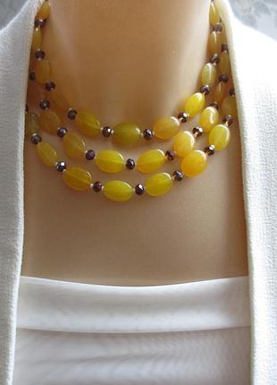 Супердлинные бусы из натурального камня, 125 см