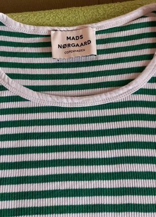 Мягкая полосатая футболка mads norgaard 2x2 soft stripe trappy, made in greece3 фото