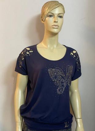Синяя футболка бабочка l 2797