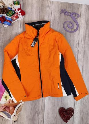 Женская зимняя куртка лыжная горнолыжная оранжевого цвета размер 48 l б/в