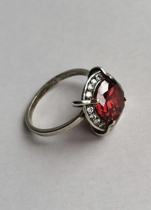 Серебряное кольцо серебро 925 красный камень рубин срібна каблучка3 фото