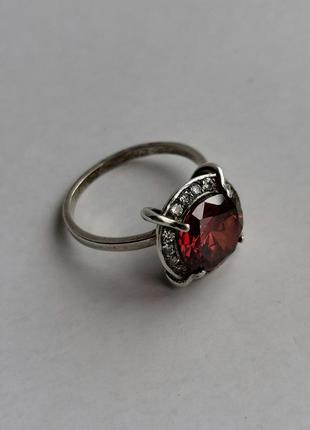 Серебряное кольцо серебро 925 красный камень рубин срібна каблучка